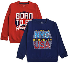 minicult Cotton Printed Sweatshirts for Boys and Girls Ideal for Light Winter( Pack of 2)(Grey & Yellow)