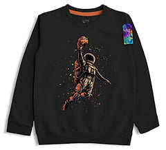 minicult Cotton Printed Sweatshirts for Boys and Girls Ideal for Light Winter( Pack of 1)(Black)