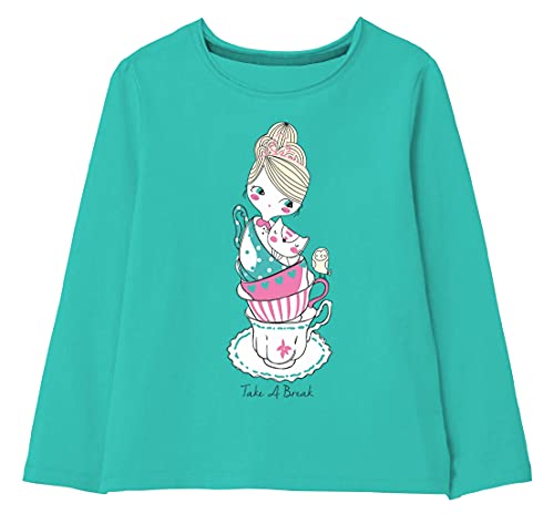 minicult Cotton Printed Full Sleeve T Shirts for Girls (Pack of 1) (Green 1)