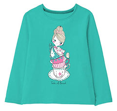 minicult Cotton Printed Full Sleeve T Shirts for Girls (Pack of 1) (Green 1)