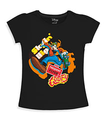 minicult Disney Mickey Mouse and Friends Regular Fit Character Printed Half Sleeves Tshirt for Girls (Black A34)(Pack of 1)(18-24 Months)