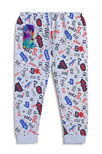 minicult Cotton Pants for Boys and Girls with Ankle Cuff and All Over Prints (Pack of 5) (Black)