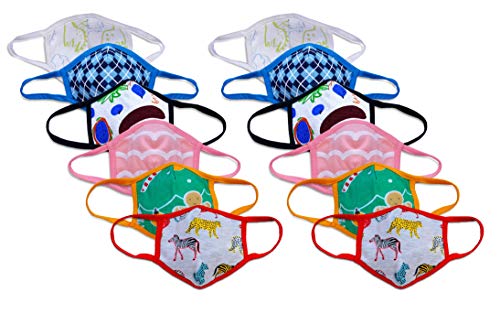 Minicult Creations double layer cloth masks in cute prints for kids (ASSORTED PRINTS & COLORS)(PACK OF 12)