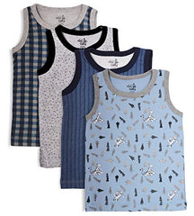 minicult Unisex Cotton Baby Vest (Pack of 4) (Multicolor) (Assorted)
