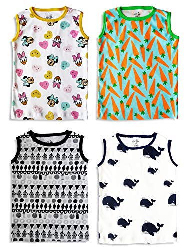minicult Unisex Cotton Baby Vest (Pack of 4) (Multicolor)