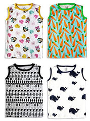 minicult Unisex Cotton Baby Vest (Pack of 4) (Multicolor) (Assorted)