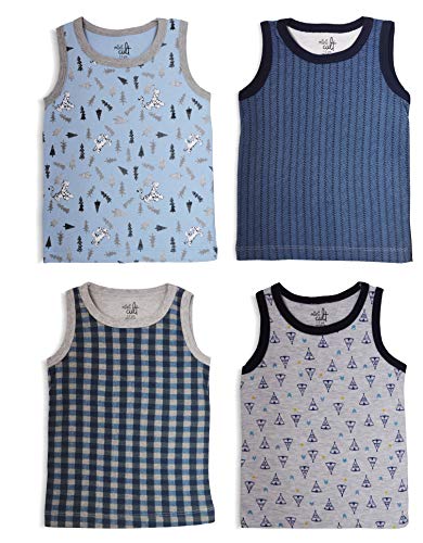 minicult Unisex Cotton Baby Vest (Pack of 4) (Multicolor)