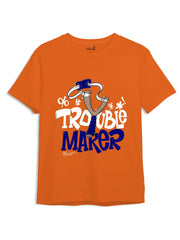 minicult Cotton Half Sleeve Kids Tshirt with Chest Print and Bright Colors (Orange)