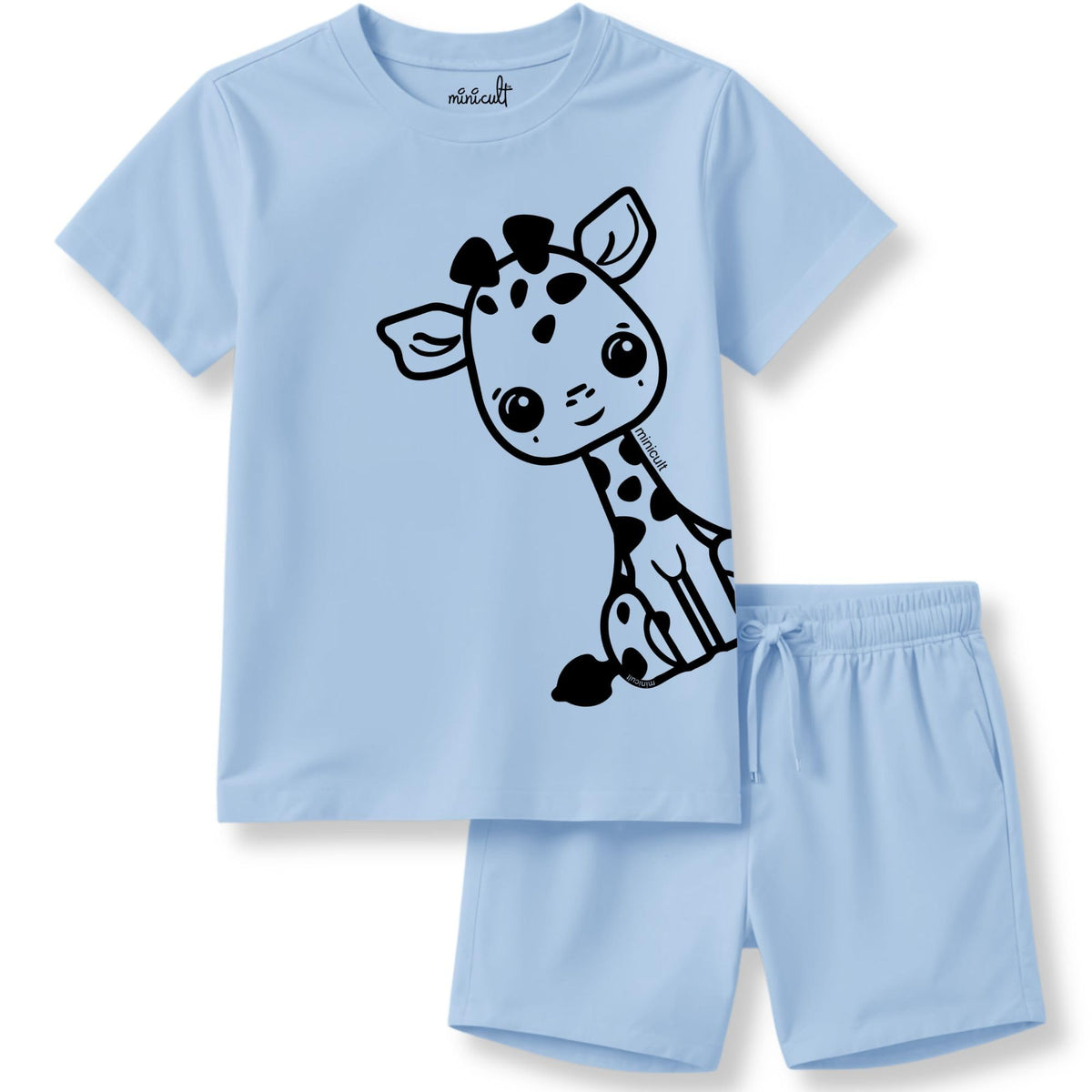 minicult Matching CottonTshirt and Shorts coords with cute animal Prints(Giraffe)