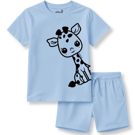 minicult Matching CottonTshirt and Shorts coords with cute animal Prints(Giraffe)