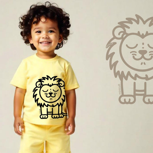 minicult Matching CottonTshirt and Shorts coords with cute animal Prints(Lion Combo)(Pack of 2)