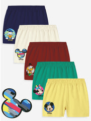 Minicult Kids Shorts with Mickey and Friends Character Prints (Pack of 5)