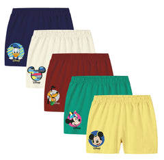 Minicult Kids Shorts with Mickey and Friends Character Prints (Pack of 5)