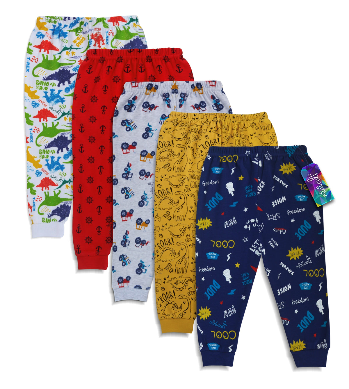 Minicult cotton kids Pants pack of 5