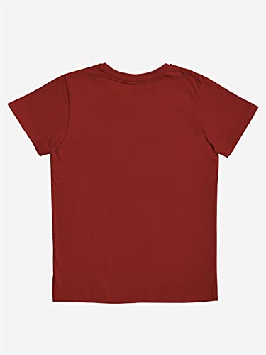 minicult Cotton Printed T Shirts for Boys(Pack of 1) (Maroon)