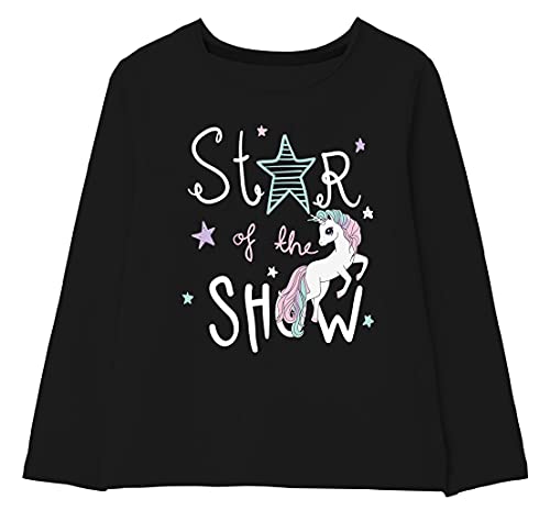 minicult Cotton Printed Full Sleeve T Shirts for Girls (Pack of 1) (Black 1)