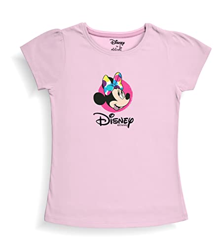 minicult Disney Mickey Mouse and Friends Regular Fit Character Printed Half Sleeves Tshirt for Girls (Pink A24)(Pack of 1)(18-24 Months)