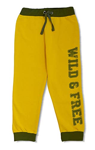 minicult Cotton Kids Track Pants with Pockets and Graphic Pants(Multicolor)(Pack of 4) Yellow Grey