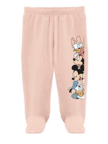 Disney by Minicult Mickey Mouse Footed Pajama Pants For Baby Boys And Girls Pack of 2-Pink