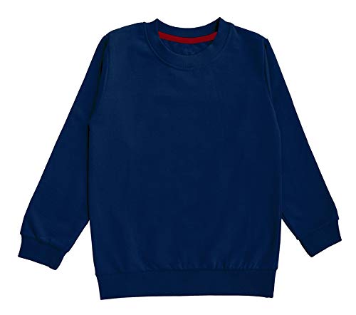 minicult Cotton Fleece Kids Sweatshirts with Round Neck and Ribbed Full Sleeves (Pack of 1) (Navy)
