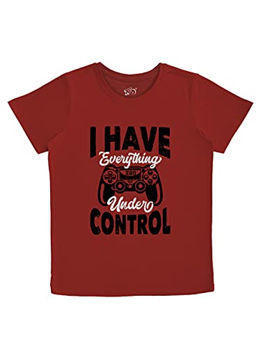 minicult Cotton Printed T Shirts for Boys(Pack of 1) (Maroon)
