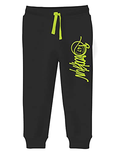 minicult Cotton Track Pants with Graphic Prints and Pockets (Pack 1)(Black)