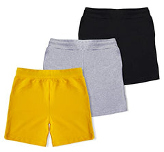 minicult Cotton loopkint Boys Shorts with Drawstring and Pockets (Pack of 3)(Multicolor) Yellow