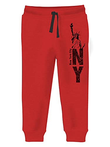 minicult Cotton Track Pants with Graphic Prints and Pockets (Pack 1)(RED)