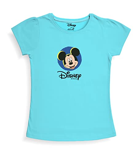 minicult Disney Mickey Mouse and Friends Regular Fit Character Printed Half Sleeves Tshirt for Girls (Blue A37)(Pack of 1)(18-24 Months)
