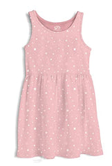 minicult Cotton Girls Sleveless Dress with All Over Print (Pink)(Pack of 1)(2-3 Years)