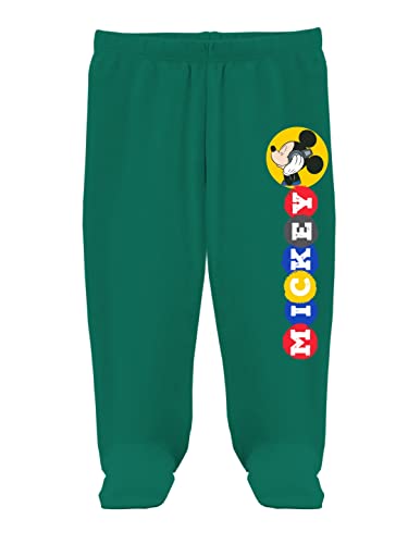Disney by Minicult Mickey Mouse Footed Pajama Pants For Baby Boys And Girls Pack of 2- Green