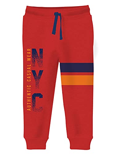 minicult Cotton Track Pants with Graphic Prints and Pockets (Pack of 2)(Red)