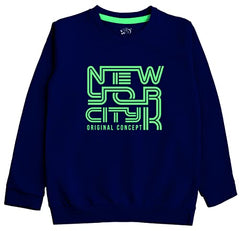 Minicult Cotton Printed Sweatshirts for Boys and Girls Ideal for Light Winter( Pack of 1)(Darkblue & Mint)
