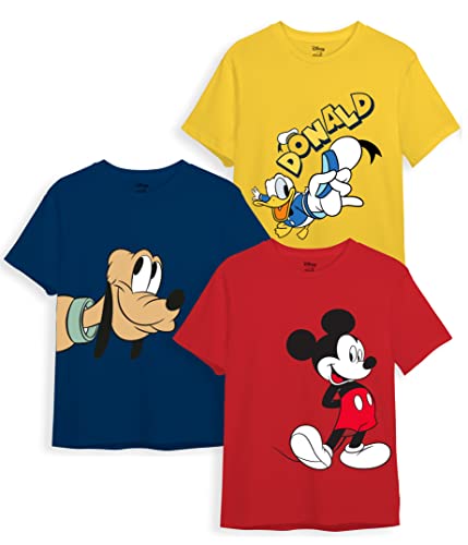 minicult Disney Mickey Mouse Regular Fit Character Printed Tshirt for Boys and Girls(Red 2) (Pack of 3)(2-3 Years)