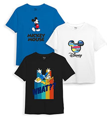 minicult Disney Mickey Mouse Regular Fit Character Printed Tshirt for Boys and Girls(Black 1) (Pack of 3)(2-3 Years)