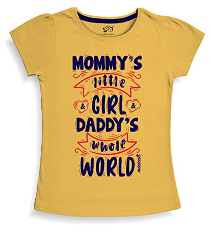 minicult Girls Half sleeeves Cotton Tshirt with Cute Prints and Colorfull (Daddy's Girl) (Pack of 1) Yellow
