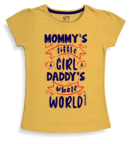 minicult Girls Half sleeeves Cotton Tshirt with Cute Prints and Colorfull (Daddy's Girl) (Pack of 1) Yellow