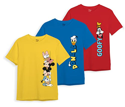 minicult Disney Mickey Mouse Regular Fit Character Printed Tshirt for Boys and Girls(Yellow 1) (Pack of 3)(2-3 Years)