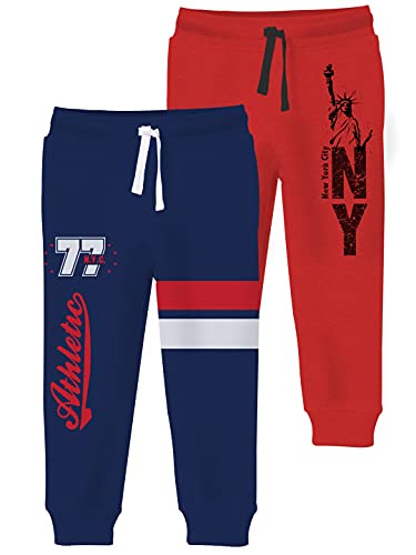 minicult Cotton Track Pants with Graphic Prints and Pockets (Pack of 2)(Navy)