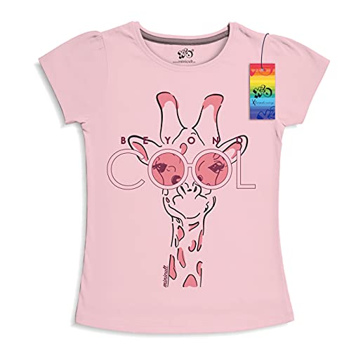 minicult Girls Half sleeeves Cotton Tshirt with Cute Prints and Colorfull (B003)(Pack of 2) Pink