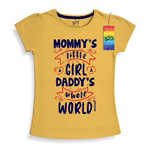 minicult Girls Half sleeves Cotton T-shirt with Cute Prints and Colorful (B010)(Pack of 2) Yellow