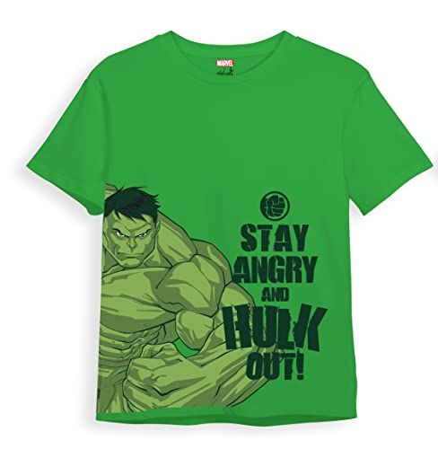 minicult Marvel's Avenger Cotton Half Sleeve T Shirt for Boys and Girls with Character Prints(Pack of 1)(Hulk) (Green)(18-24 Months)