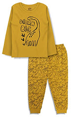 minicult Cotton Full Sleeve t Shirt and Pyjama Nightsuit with Cute Prints(Pack of 2) (Yellow 2)