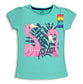 minicult Girls Half sleeves Cotton T-shirt with Cute Prints and Colorful (B008) (Pack of 2) Light Green