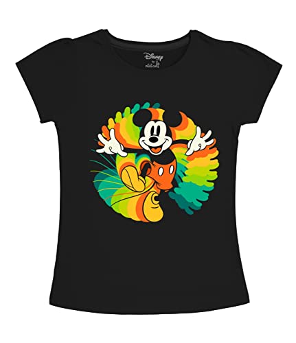 minicult Disney Mickey Mouse and Friends Regular Fit Character Printed Half Sleeves Tshirt for Girls (Black A20)(Pack of 1)(18-24 Months)