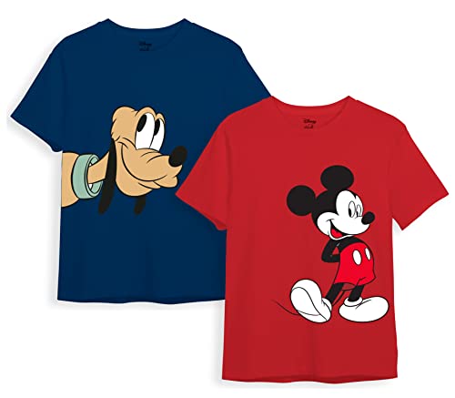 minicult Disney Mickey Mouse Regular Fit Character Printed Tshirt for Boys and Girls(Red 2)(2-3 Years) (Pack of 2)