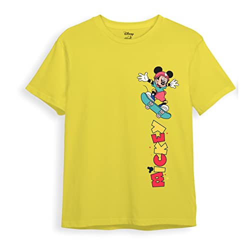 minicult Disney Mickey Mouse Regular Fit Character Printed Tshirt for Boys and Girls(Yellow4)(2-3 Years)