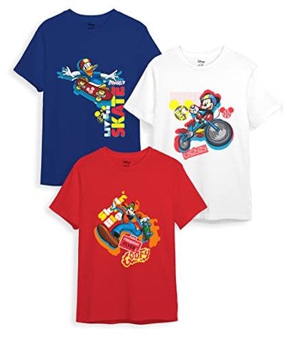 minicult Disney Mickey Mouse Regular Fit Character Printed Tshirt for Boys and Girls(Red 1) (Pack of 3)(2-3 Years)
