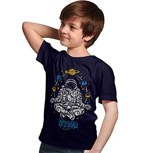 minicult Cotton Boys Tshirt with Chest Print (Pack of 1)(Black)