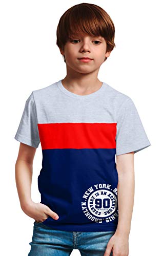 minicult Cotton Boys Tshirt Cut and sew Pattern with Chest Print (Pack of 1)(RED)